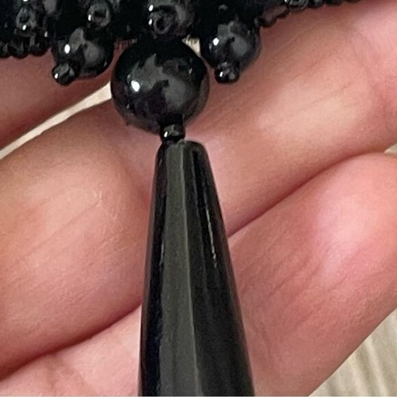 Black beaded statement earrings - Picture 7 of 11